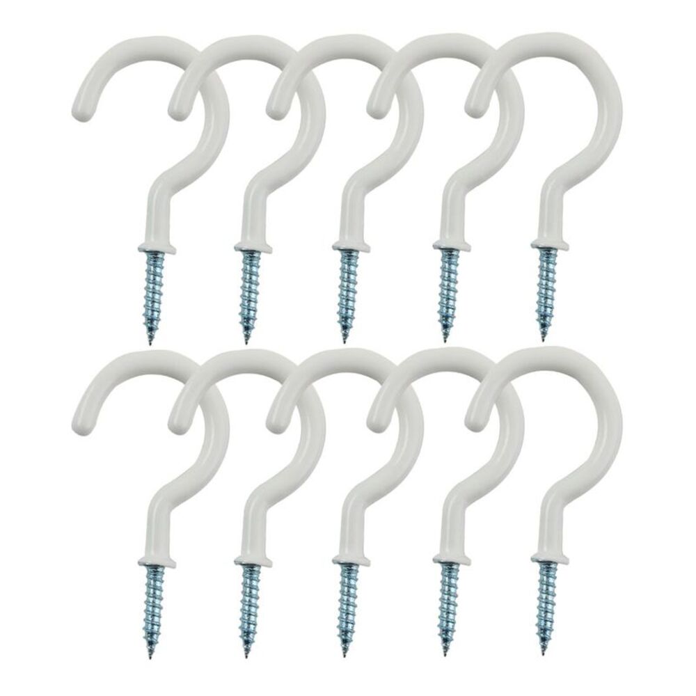10pcs Cup Hooks 2" Ceiling Wall Thread Hooks for Hanging Lights 10PCS White